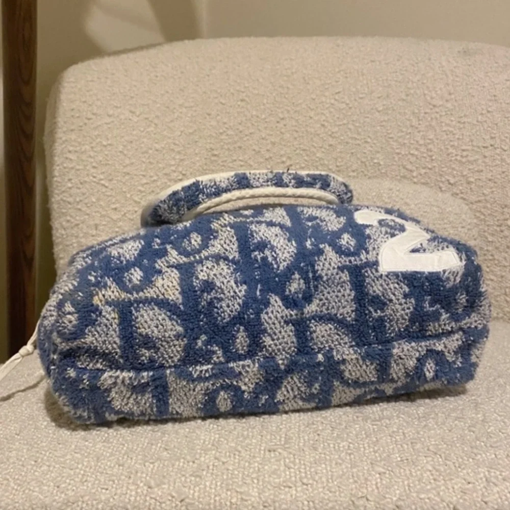 Authentic Vintage christian dior monogram terry cloth towel bag in blue - Picture 3 of 11